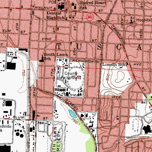 Topographic Map of Coshocton County Fairgrounds, OH