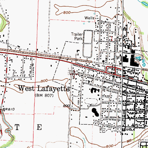 Topographic Map of First Baptist Church of West Lafayette, OH
