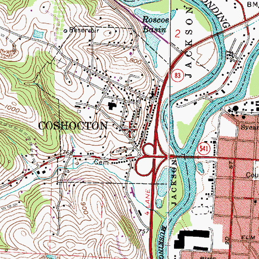 Topographic Map of Roscoe United Methodist Church, OH