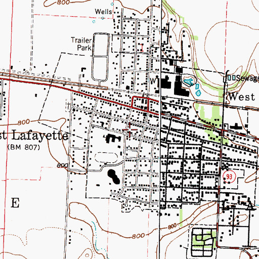 Topographic Map of West Lafayette United Methodist Church, OH