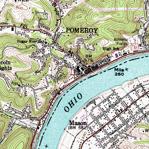 Topographic Map of Pomeroy Seventh Day Adventist Church, OH