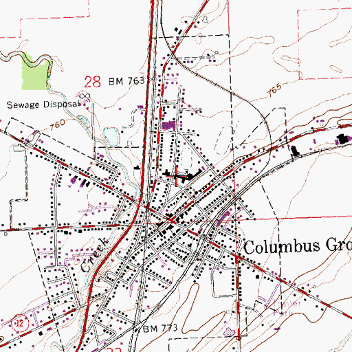 Topographic Map of Columbus Grove Elementary School, OH