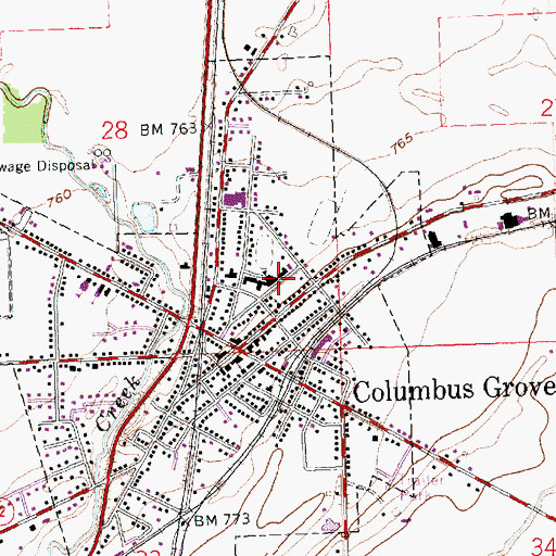 Topographic Map of Columbus Grove Middle School, OH