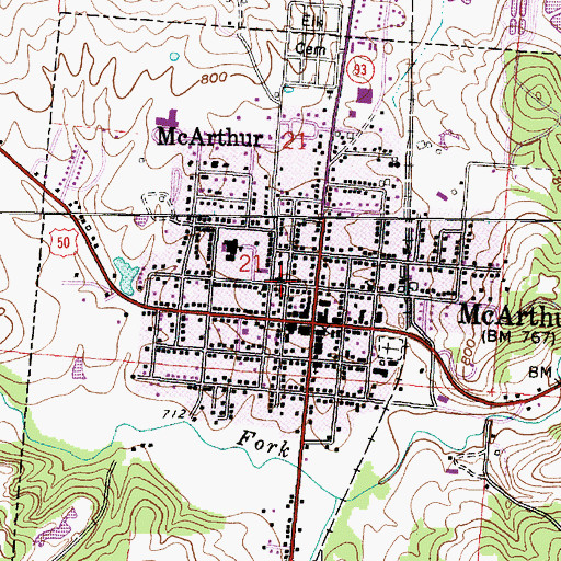 Topographic Map of Trinity Episcopal Church, OH