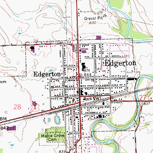 Topographic Map of Edgerton Emanuel United Methodist Church, OH