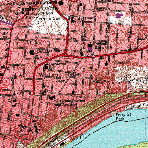 Topographic Map of Baptized Believers in Christ Church, OH