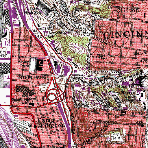Topographic Map of Central Parkway Church of God, OH
