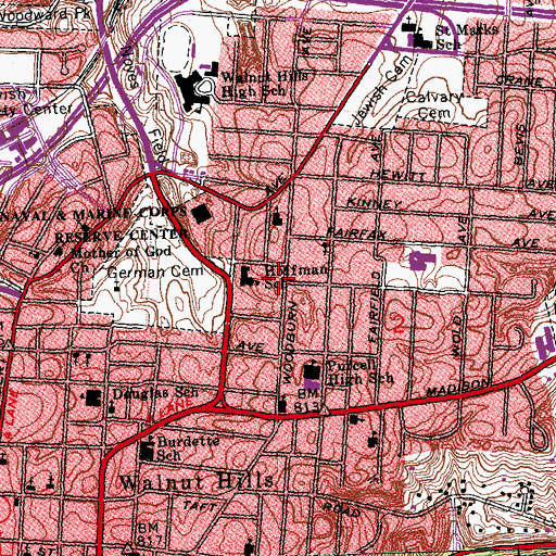 Topographic Map of Hoffman Playground, OH