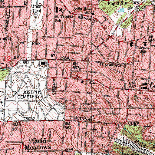 Topographic Map of Central Church of Christ, OH