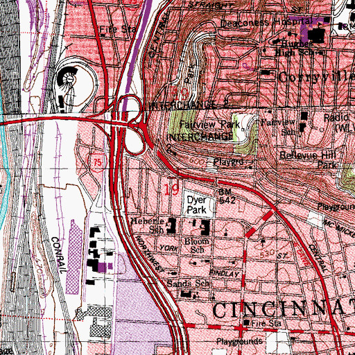 Topographic Map of Refuge Temple Pentecostal Church, OH