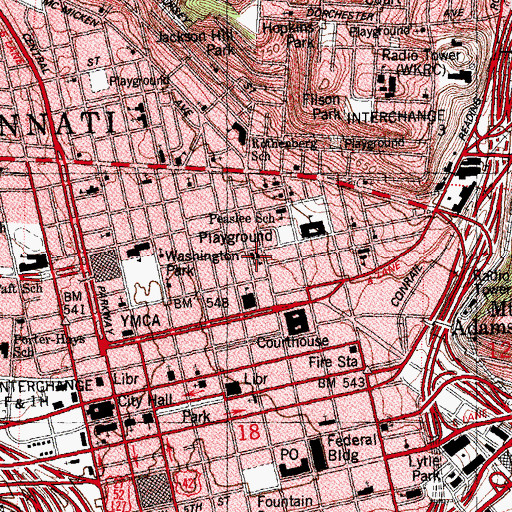 Topographic Map of Saint John Social Service Center, OH