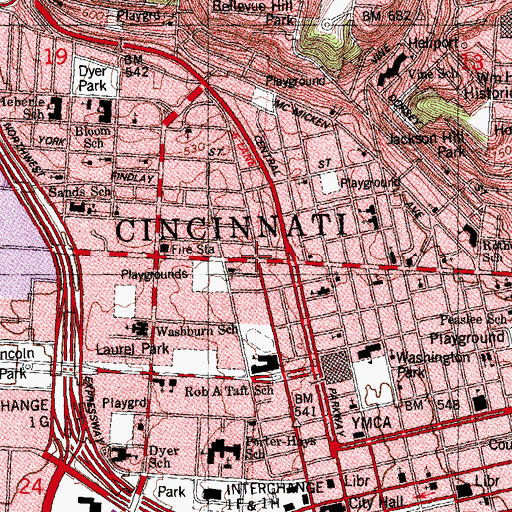 Topographic Map of First Memorial Baptist Church, OH