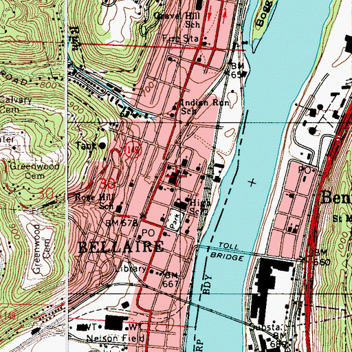 Topographic Map of Central Elementary School (historical), OH