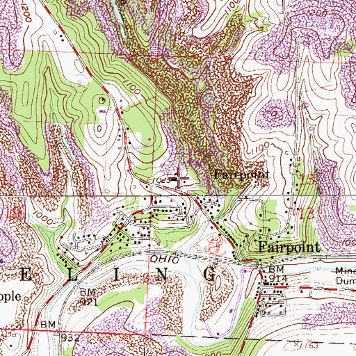 Topographic Map of Fairpoint Elementary School (historical), OH