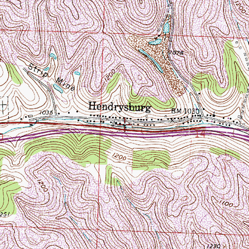 Topographic Map of Hendrysburg Elementary School (historical), OH