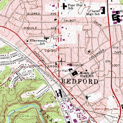 Topographic Map of Bedford Christian Church, OH