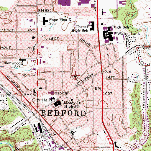 Topographic Map of Bible Baptist Church, OH