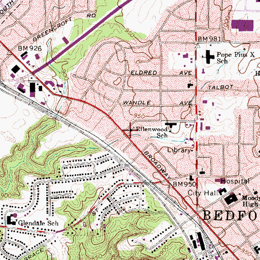 Topographic Map of First Church of God, OH