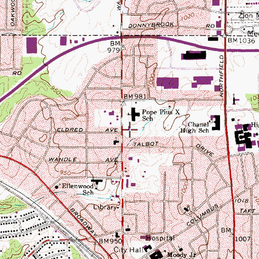 Topographic Map of Saint Pius X Catholic Church, OH