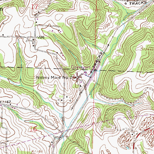 Topographic Map of Nelms Mine Number 2, OH
