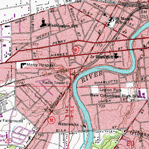 Topographic Map of Kingdom Hall of Jehovahs Witnesses, OH