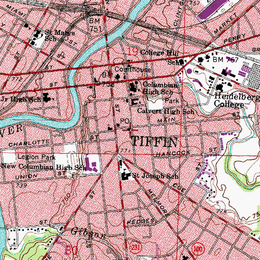 Topographic Map of Saint Johns United Church of Christ, OH