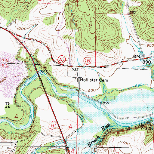 Topographic Map of Hollisters (historical), OH