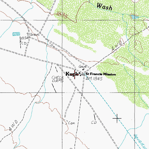 Topographic Map of Saint Francis Mission, AZ