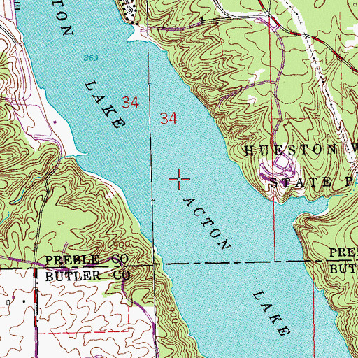 Topographic Map of Acton Lake, OH