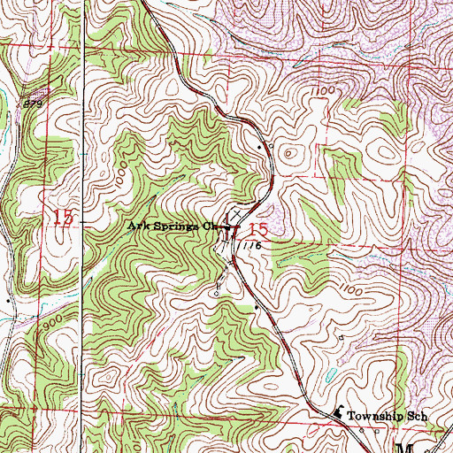 Topographic Map of Ark Springs Baptist Church, OH
