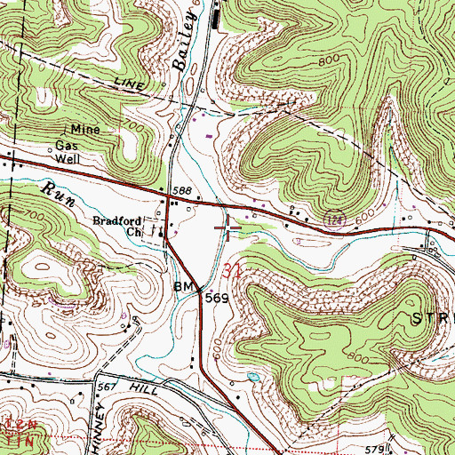 Topographic Map of Bailey Run, OH