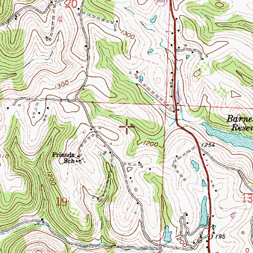 Topographic Map of Barnesville Reservoir, OH