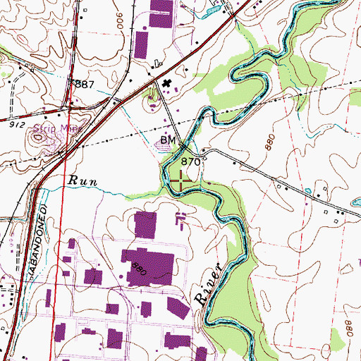 Topographic Map of Beaver Run, OH