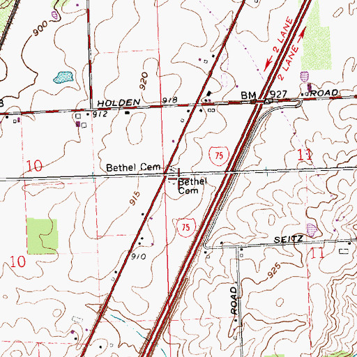 Topographic Map of Bethel Cemetery, OH