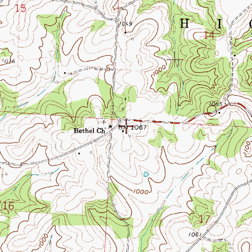 Topographic Map of Bethel Methodist Church, OH