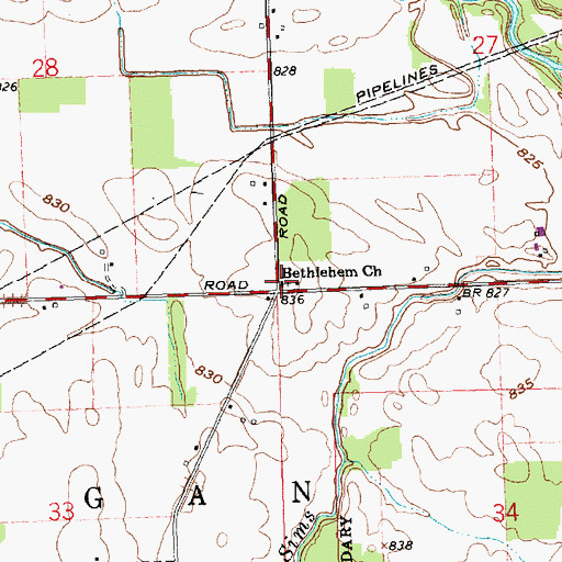 Topographic Map of Bethlehem Church, OH