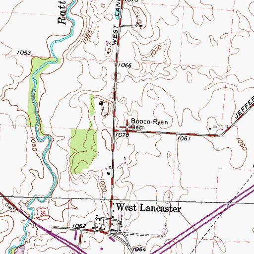 Topographic Map of Booco - Ryan Cemetery, OH