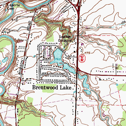 Topographic Map of Brentwood Lake, OH