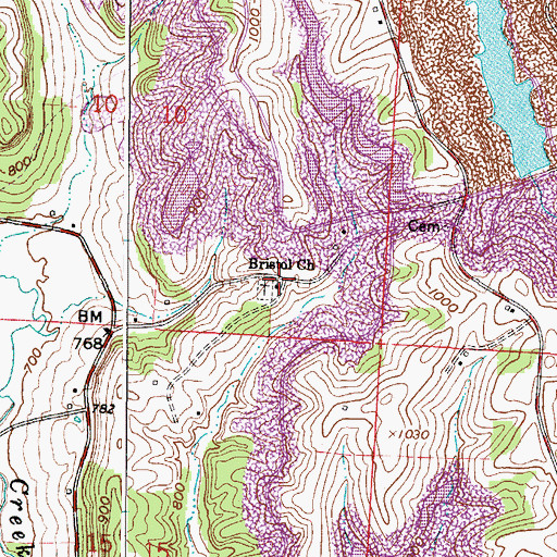 Topographic Map of Bristol Presbyterian Church, OH
