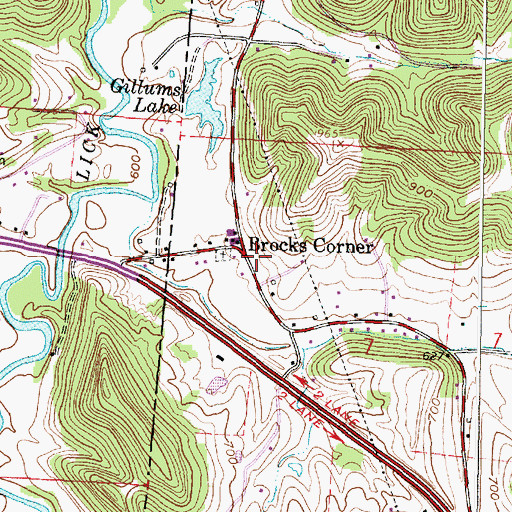 Topographic Map of Brocks Corner, OH