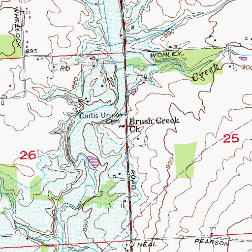 Topographic Map of Brush Creek Church of God, OH