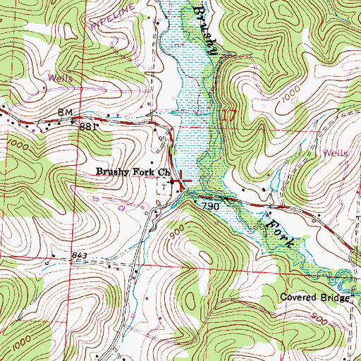 Topographic Map of Brushy Fork Church, OH