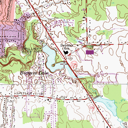 Topographic Map of Burgess Lake, OH