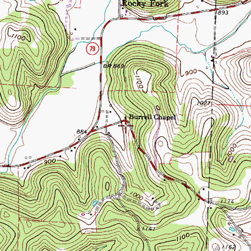 Topographic Map of Burrell Chapel, OH