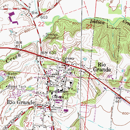 Topographic Map of Calvary Church, OH