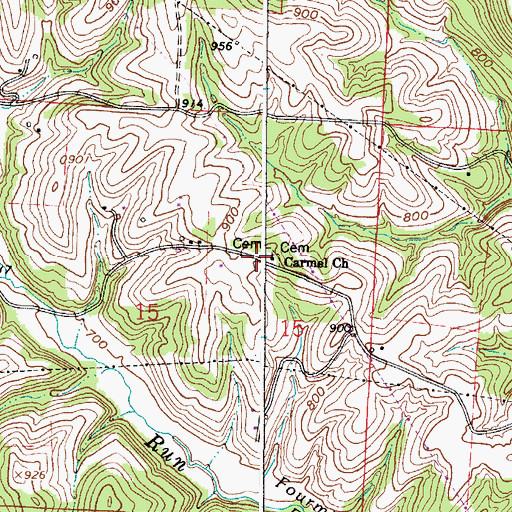 Topographic Map of Carmel Church, OH