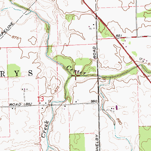 Topographic Map of Carter Creek, OH