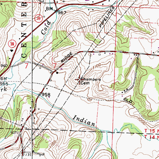 Topographic Map of Champers Cemetery, OH
