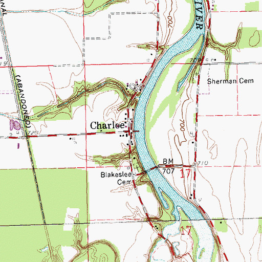 Topographic Map of Charloe, OH