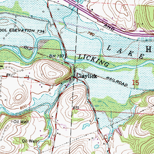 Topographic Map of Claylick, OH